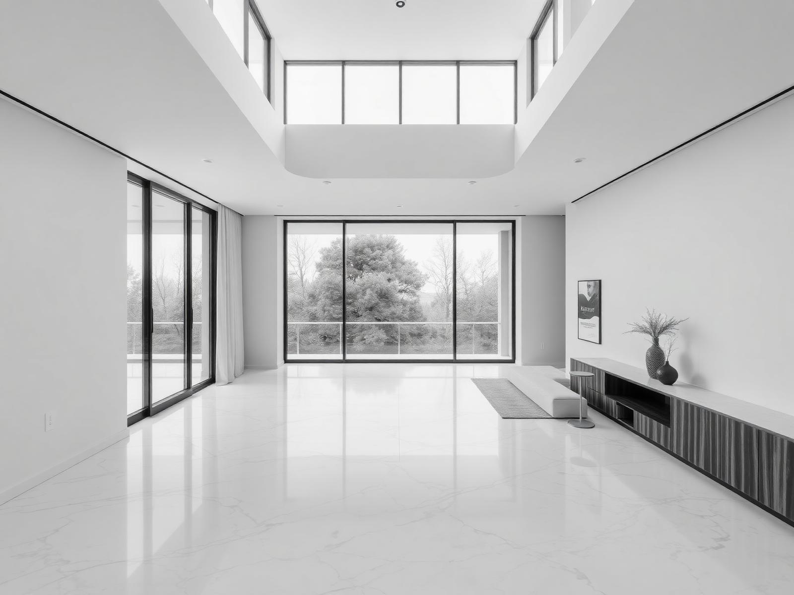 Editorial luxury interior shown on a Maison agent template